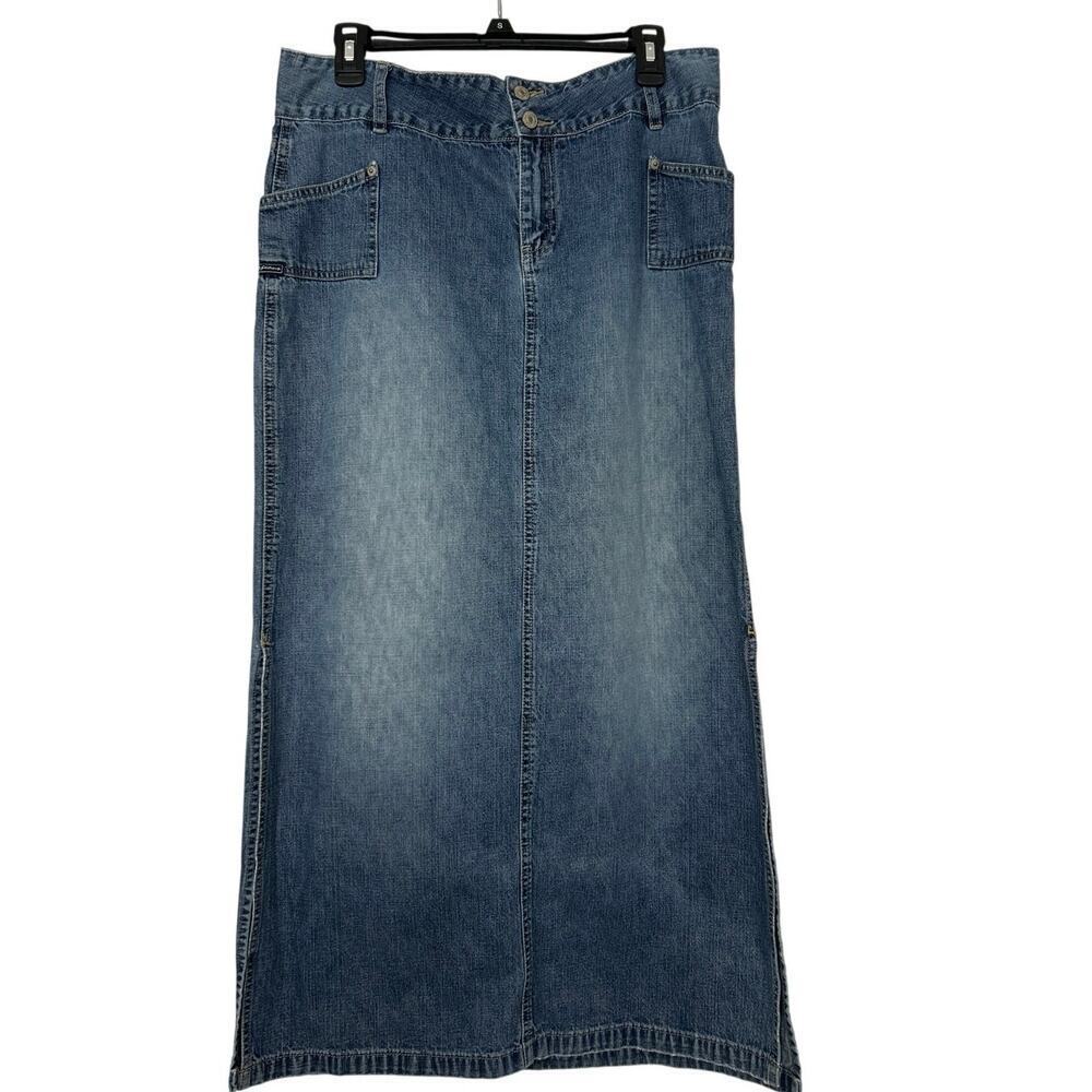 Vintage UnionBay Y2K 90s Denim Side Slit Maxi Skirt Size 13
